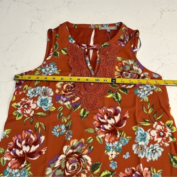 Daniel rainn Burnt Orange Quin Sleeveless Floral Keyhole Top PS - Picture 11 of 12